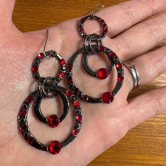 Chico's New Red & Dark Grey Earrings - Picture 1 of 3